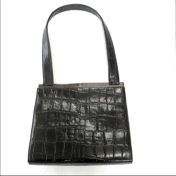 Genuine leather black croc look bag - Picture 2 of 7